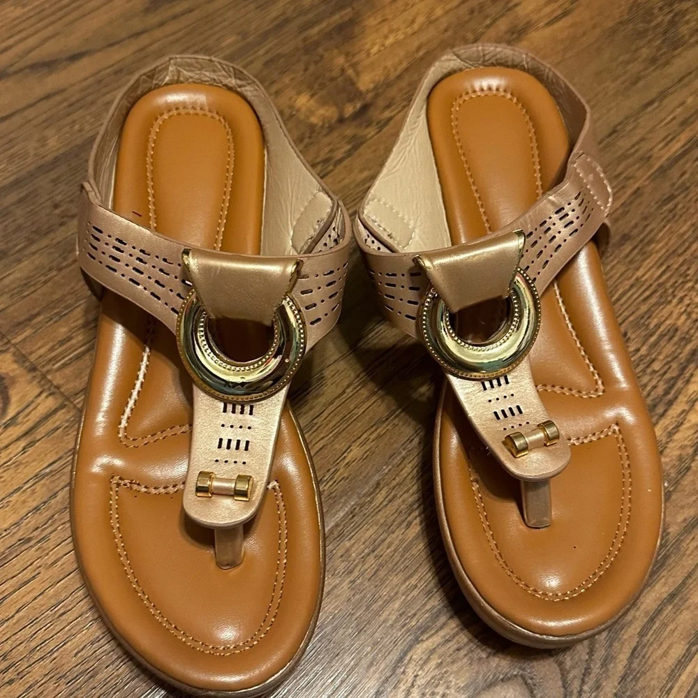 Brown Wedge Sandals - Super Cute - Size 37